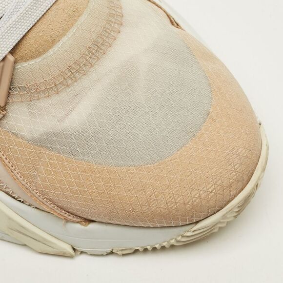 Fendi Flow Size 39.5 Beige/white Fabric And Suede Lace Up Sneakers